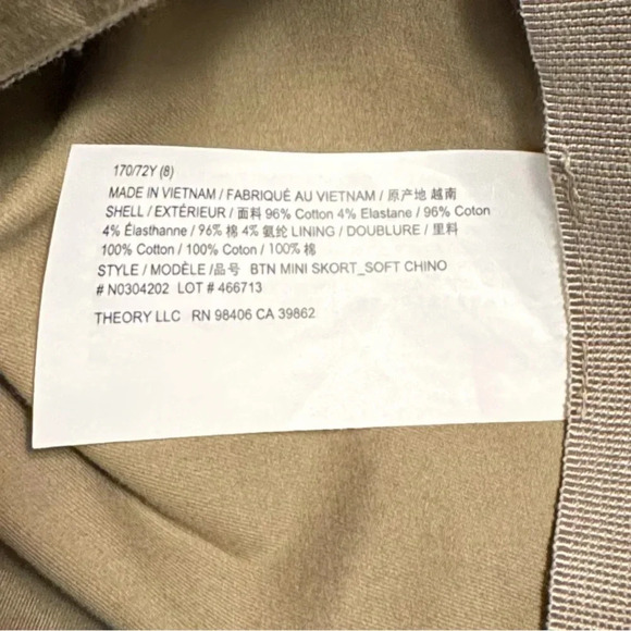 Theory Women's Button Mini Skort Olive Sz. 8 - Picture 4 of 4